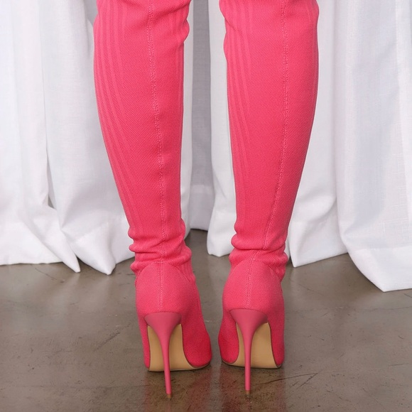 Pink Thigh High Knee Boots - Picture 4 of 4